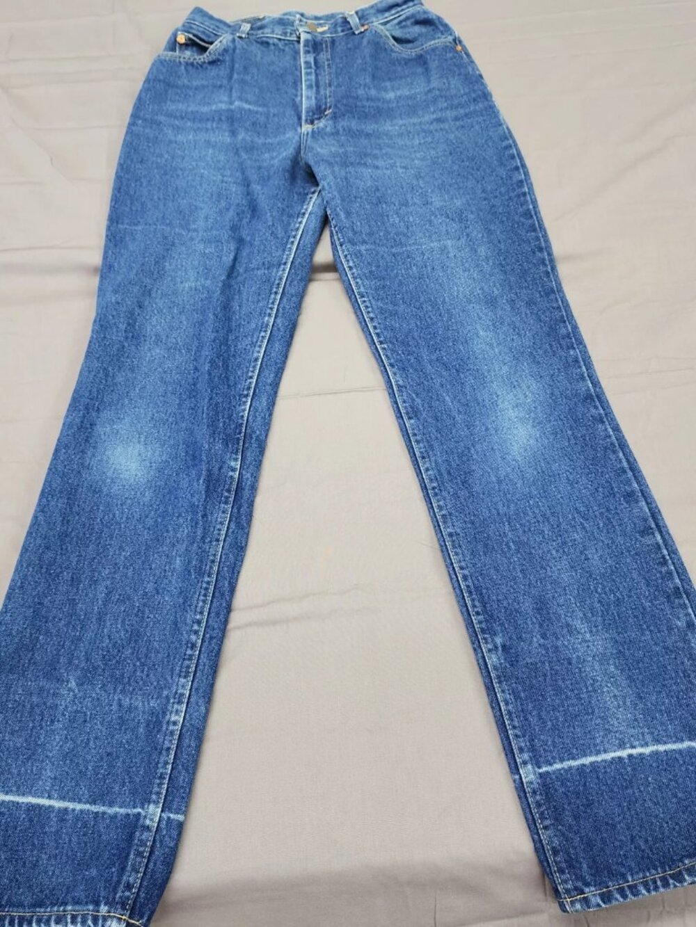 Vintage Lee Jeans Womens 12 W26 L33 Blue Denim High Rise Straight Leg USA Made